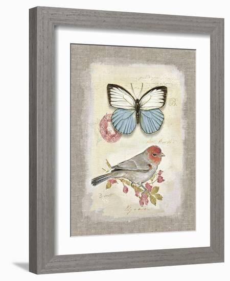 Red Natural Life, Butterfly and Little Bird-Chad Barrett-Framed Art Print