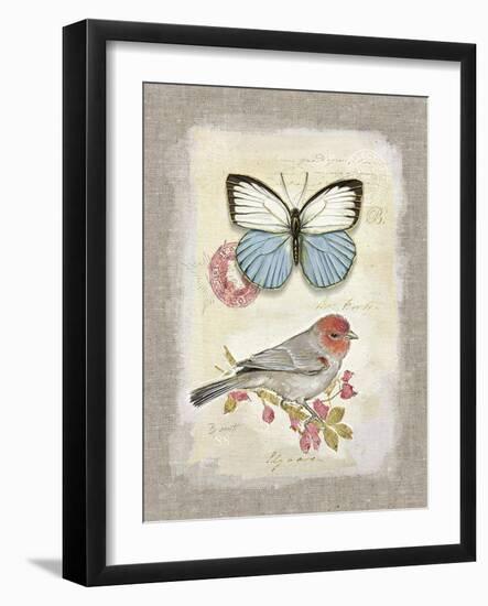 Red Natural Life, Butterfly and Little Bird-Chad Barrett-Framed Art Print