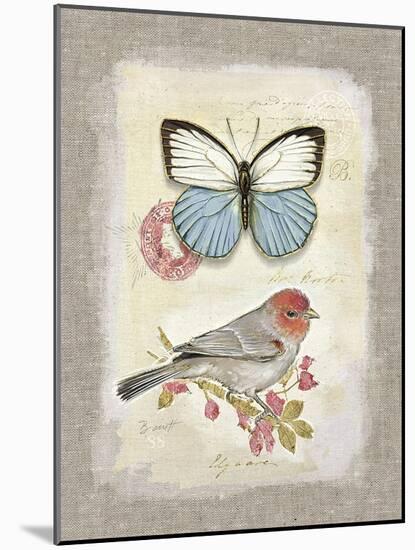 Red Natural Life, Butterfly and Little Bird-Chad Barrett-Mounted Art Print