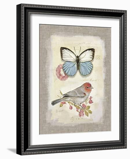 Red Natural Life, Butterfly and Little Bird-Chad Barrett-Framed Art Print