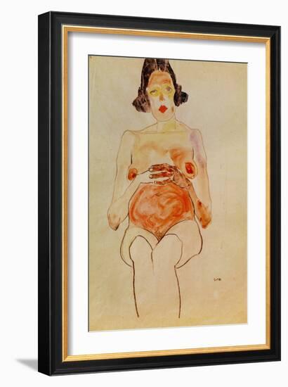 Red Nude, Pregnant, 1910-Egon Schiele-Framed Giclee Print