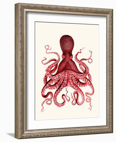 Red Octopus 3-Fab Funky-Framed Art Print