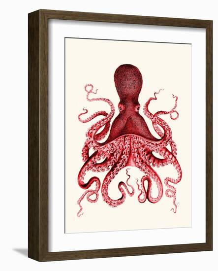 Red Octopus 3-Fab Funky-Framed Art Print