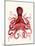 Red Octopus 3-Fab Funky-Mounted Art Print