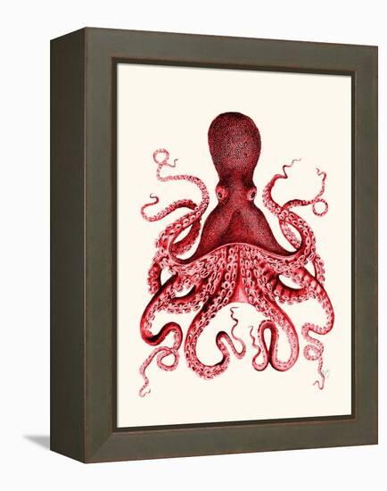 Red Octopus 3-Fab Funky-Framed Stretched Canvas