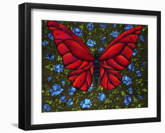 Red On Blue Butterfly-Holly Carr-Framed Giclee Print