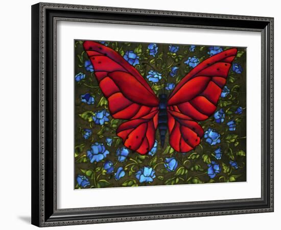 Red On Blue Butterfly-Holly Carr-Framed Giclee Print