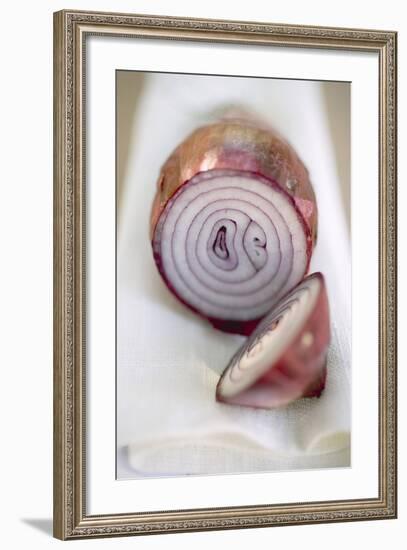 Red Onion, Cut into Two Pieces-Foodcollection-Framed Photographic Print