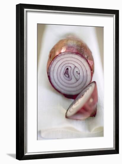 Red Onion, Cut into Two Pieces-Foodcollection-Framed Photographic Print