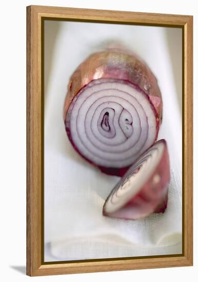 Red Onion, Cut into Two Pieces-Foodcollection-Framed Premier Image Canvas