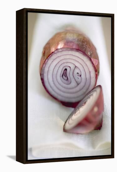 Red Onion, Cut into Two Pieces-Foodcollection-Framed Premier Image Canvas