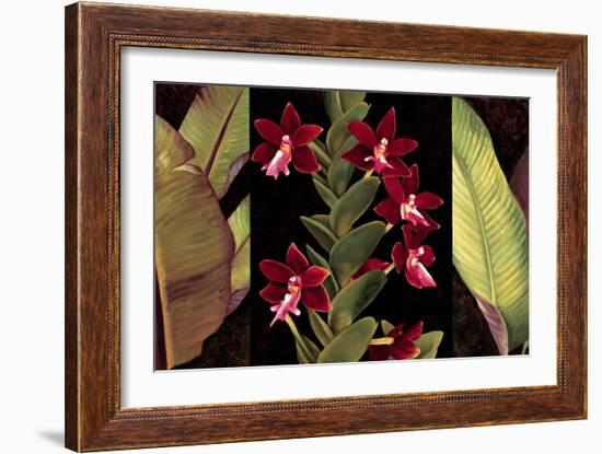 Red Orchids & Palm Leaves-Rodolfo Jimenez-Framed Art Print