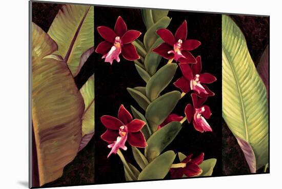 Red Orchids & Palm Leaves-Rodolfo Jimenez-Mounted Art Print
