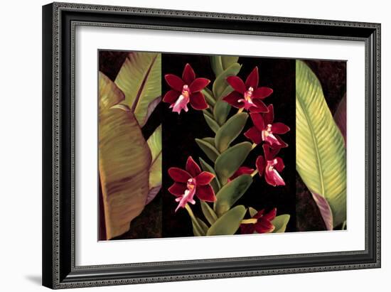 Red Orchids & Palm Leaves-Rodolfo Jimenez-Framed Art Print