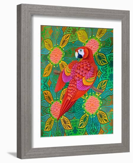 Red parrot, 2021, (oil on canvas)-Jane Tattersfield-Framed Giclee Print