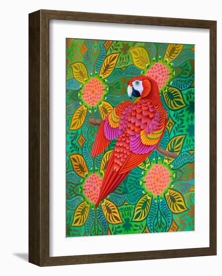 Red parrot, 2021, (oil on canvas)-Jane Tattersfield-Framed Giclee Print