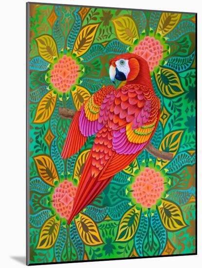 Red parrot, 2021, (oil on canvas)-Jane Tattersfield-Mounted Giclee Print