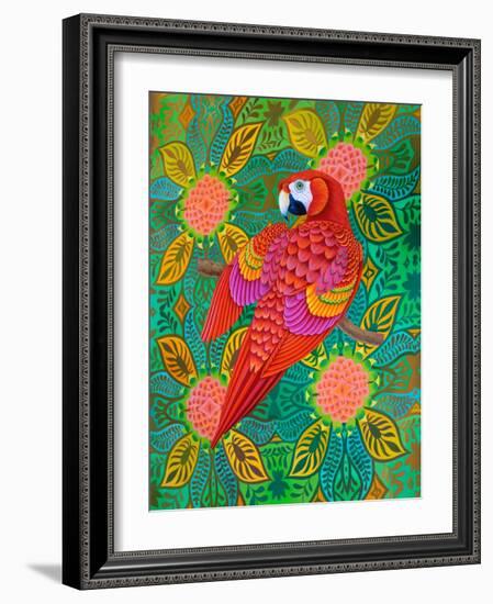 Red parrot, 2021, (oil on canvas)-Jane Tattersfield-Framed Giclee Print