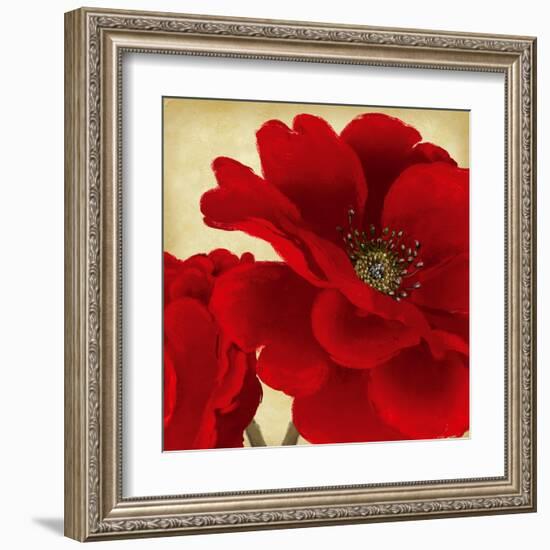 Red Peony I-Linda Wood-Framed Art Print