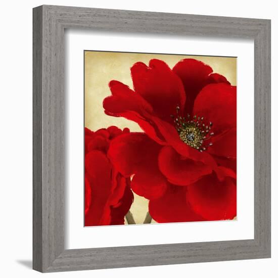 Red Peony I-Linda Wood-Framed Art Print