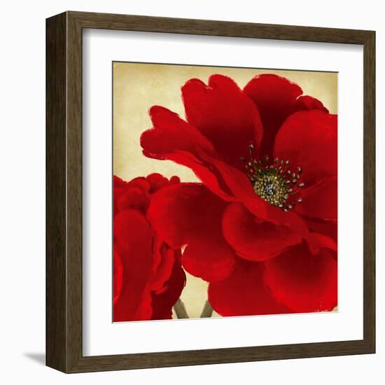 Red Peony I-Linda Wood-Framed Art Print