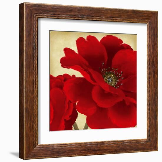 Red Peony I-Linda Wood-Framed Art Print