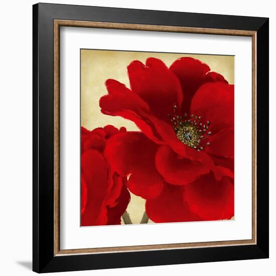 Red Peony I-Linda Wood-Framed Art Print