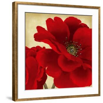 Red Peony I-Linda Wood-Framed Art Print