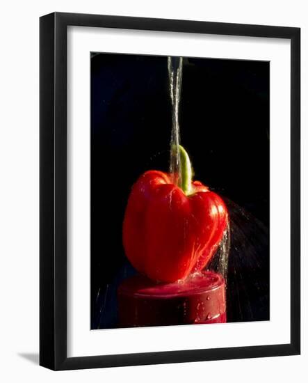 Red pepper is washed by column of water-Charles Bowman-Framed Photographic Print