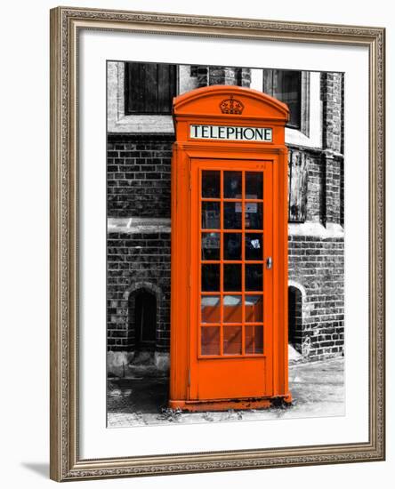 Red Phone Booth in London painted Orange - City of London - UK - England - United Kingdom - Europe-Philippe Hugonnard-Framed Photographic Print