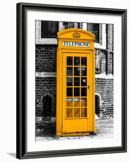 Red Phone Booth in London painted Yellow - City of London - UK - England - United Kingdom - Europe-Philippe Hugonnard-Framed Photographic Print