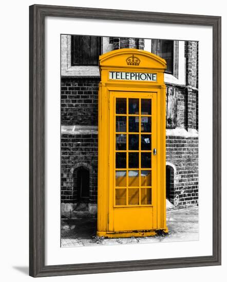 Red Phone Booth in London painted Yellow - City of London - UK - England - United Kingdom - Europe-Philippe Hugonnard-Framed Photographic Print