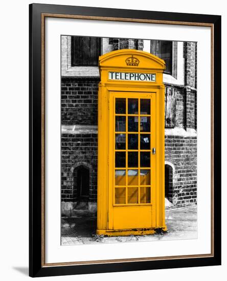 Red Phone Booth in London painted Yellow - City of London - UK - England - United Kingdom - Europe-Philippe Hugonnard-Framed Photographic Print