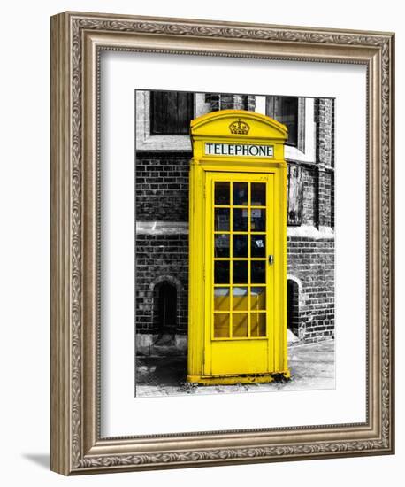 Red Phone Booth in London painted Yellow - City of London - UK - England - United Kingdom - Europe-Philippe Hugonnard-Framed Art Print