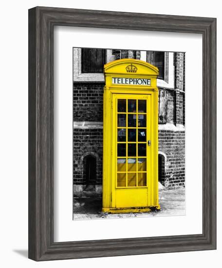 Red Phone Booth in London painted Yellow - City of London - UK - England - United Kingdom - Europe-Philippe Hugonnard-Framed Art Print