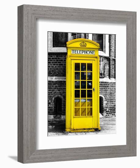 Red Phone Booth in London painted Yellow - City of London - UK - England - United Kingdom - Europe-Philippe Hugonnard-Framed Art Print