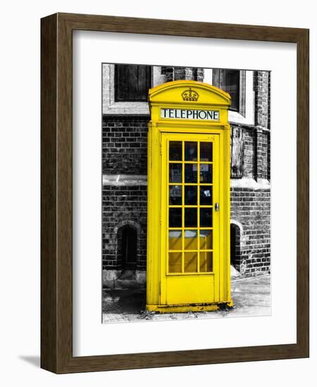 Red Phone Booth in London painted Yellow - City of London - UK - England - United Kingdom - Europe-Philippe Hugonnard-Framed Art Print