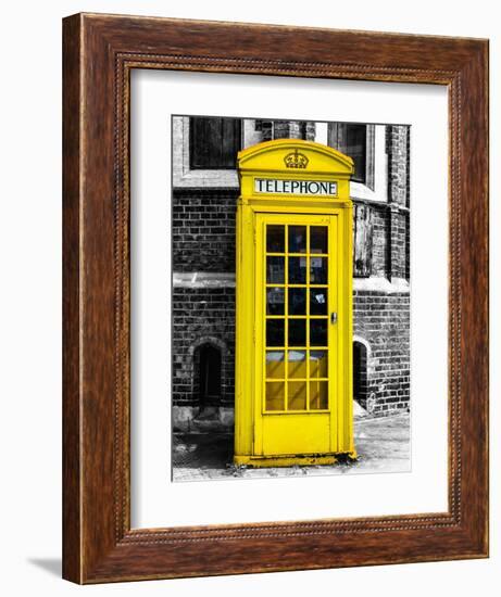 Red Phone Booth in London painted Yellow - City of London - UK - England - United Kingdom - Europe-Philippe Hugonnard-Framed Art Print