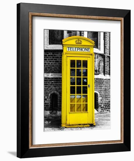 Red Phone Booth in London painted Yellow - City of London - UK - England - United Kingdom - Europe-Philippe Hugonnard-Framed Art Print