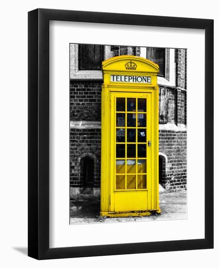 Red Phone Booth in London painted Yellow - City of London - UK - England - United Kingdom - Europe-Philippe Hugonnard-Framed Art Print