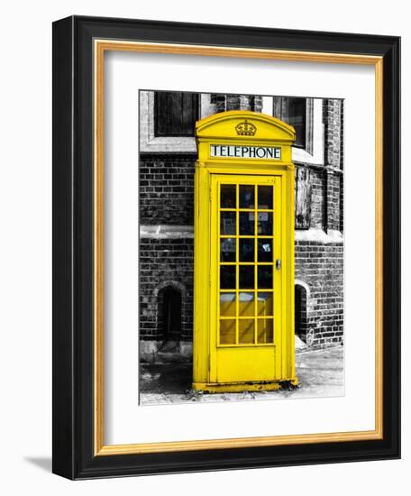 Red Phone Booth in London painted Yellow - City of London - UK - England - United Kingdom - Europe-Philippe Hugonnard-Framed Art Print