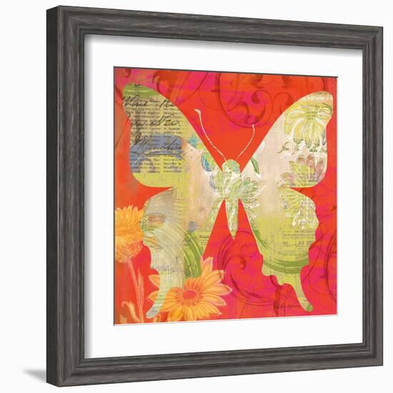 Red Pop Butterfly-Walter Robertson-Framed Art Print