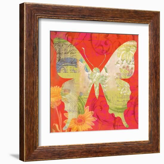 Red Pop Butterfly-Walter Robertson-Framed Art Print