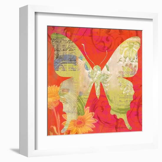 Red Pop Butterfly-Walter Robertson-Framed Art Print