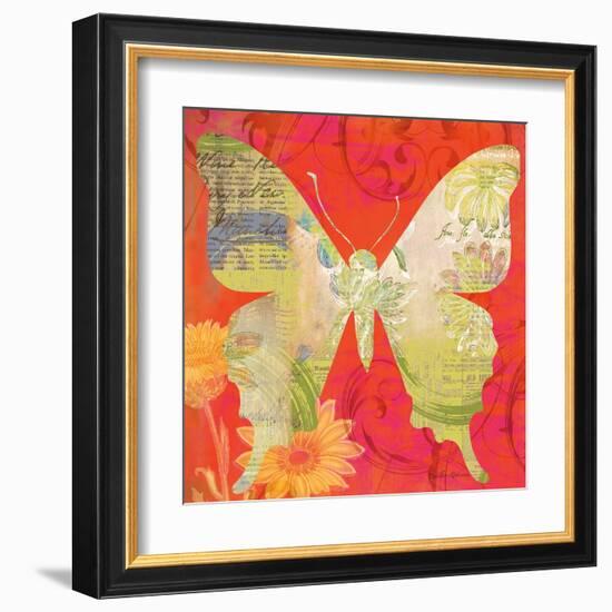 Red Pop Butterfly-Walter Robertson-Framed Art Print