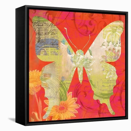 Red Pop Butterfly-Walter Robertson-Framed Stretched Canvas