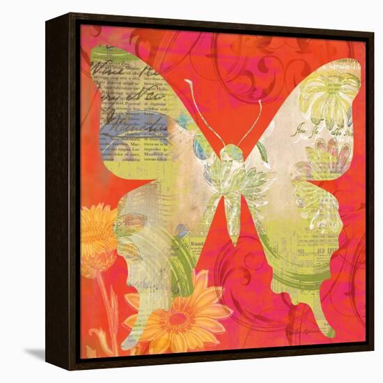 Red Pop Butterfly-Walter Robertson-Framed Stretched Canvas