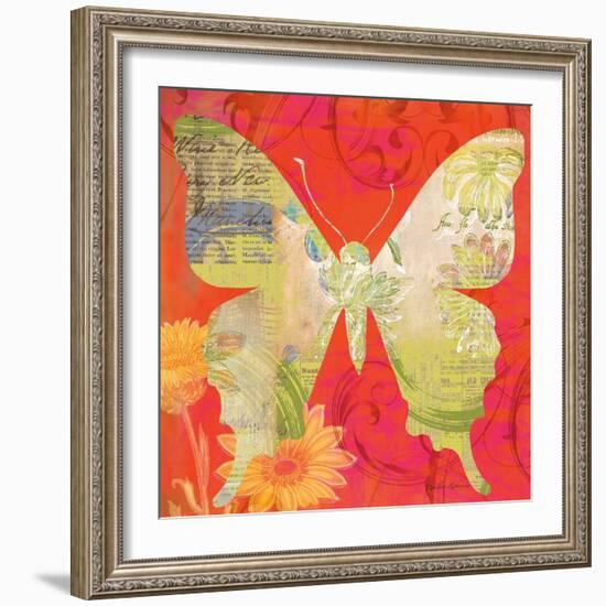 Red Pop Butterfly-Walter Robertson-Framed Art Print