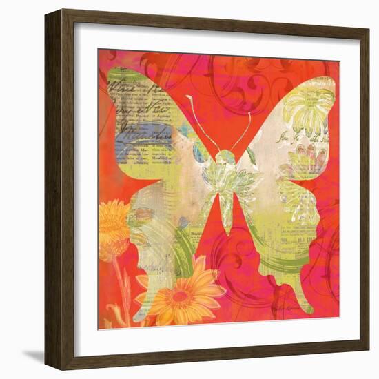 Red Pop Butterfly-Walter Robertson-Framed Art Print