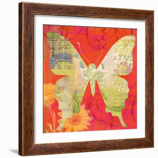 Red Pop Butterfly-Walter Robertson-Framed Art Print